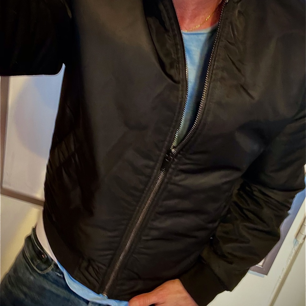 🔴SOLD🔴Men’s Reversible Leather meets Bomber Jacket - Picture 2 of 5